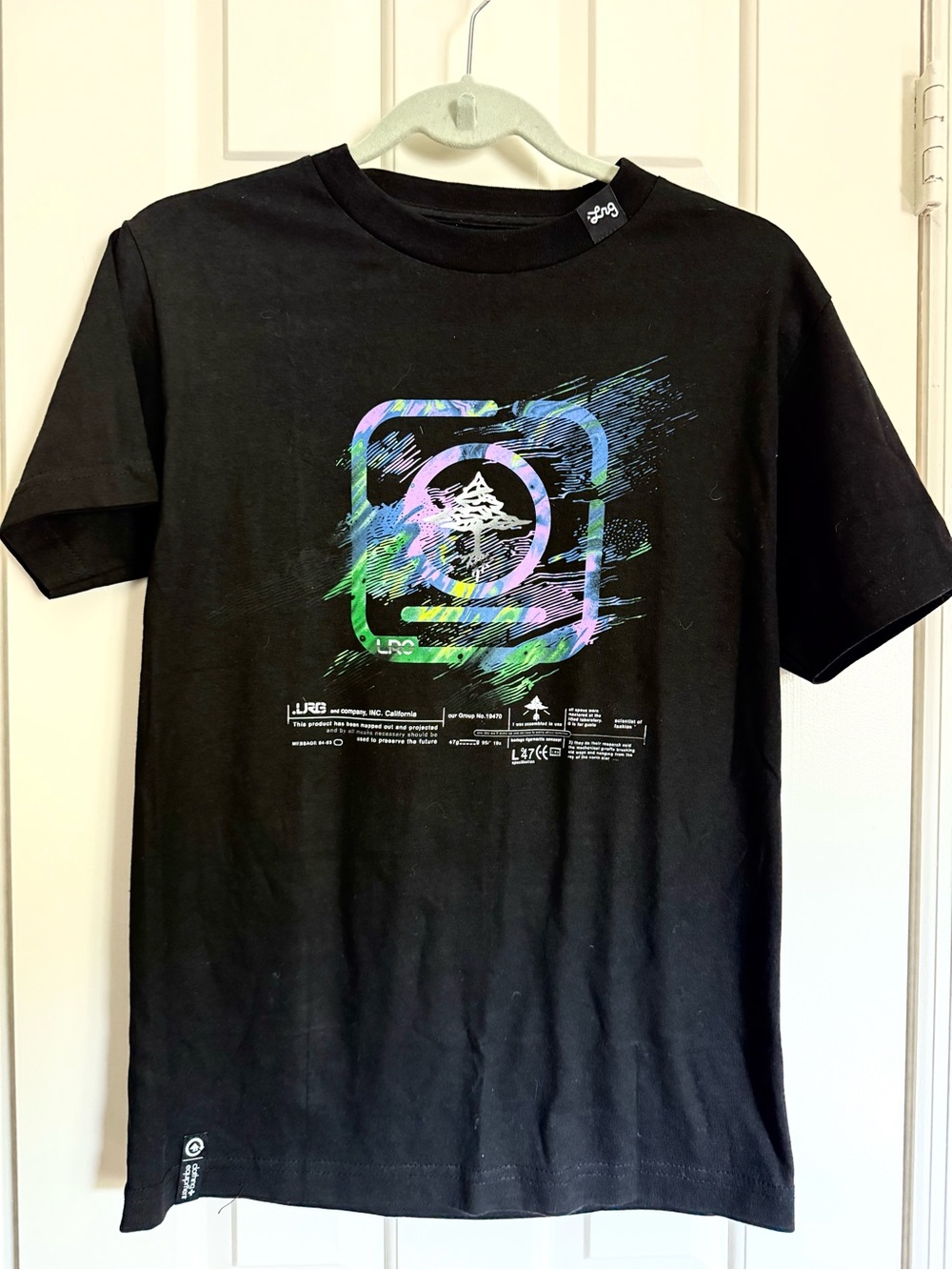 LRG Black Short-Sleeve Tee with Multicolor Brush Logo